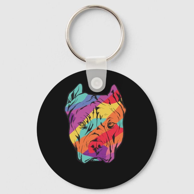 Pitbull Terrier - Dog Head Keychain (Front)
