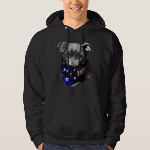 Pitbull Terrier Dog With Usa America Bandana Flag Hoodie
