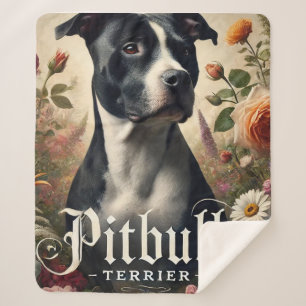 Pitbull Terrier Sherpa Blanket, Cozy Dog Lover Gif Blanket