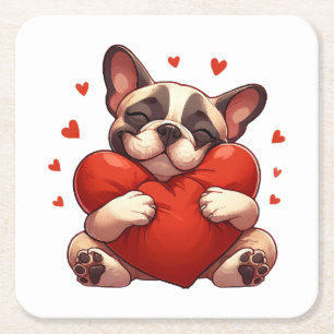 Pitbull Valentine's Day Gifts Square Paper Coaster
