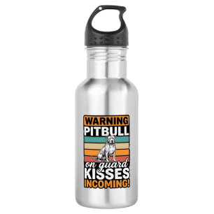 Pitbull Warning Kisses Incoming Vintage Dog Design 532 Ml Water Bottle