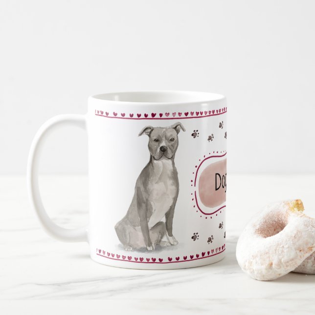 Pitbull Watercolor Mug (With Donut)