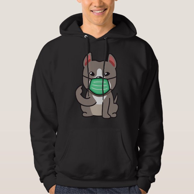 Pitbull Wearing Face Masks Hoodie (Front)