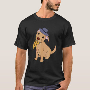Pitbull wearing hat with slice of pizza wag tail h T-Shirt