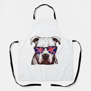 Pitbull Wearing Union Jack Sunglasses Apron