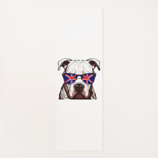 Pitbull Wearing Union Jack Sunglasses Yoga Mat