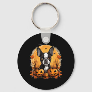 Pitbull Witch Happy Howl O Ween Pumpkin Halloween Keychain