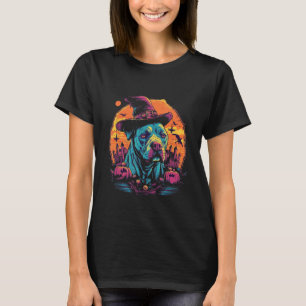 Pitbull Witch Hat Halloween Costume Dog Puppy Men  T-Shirt