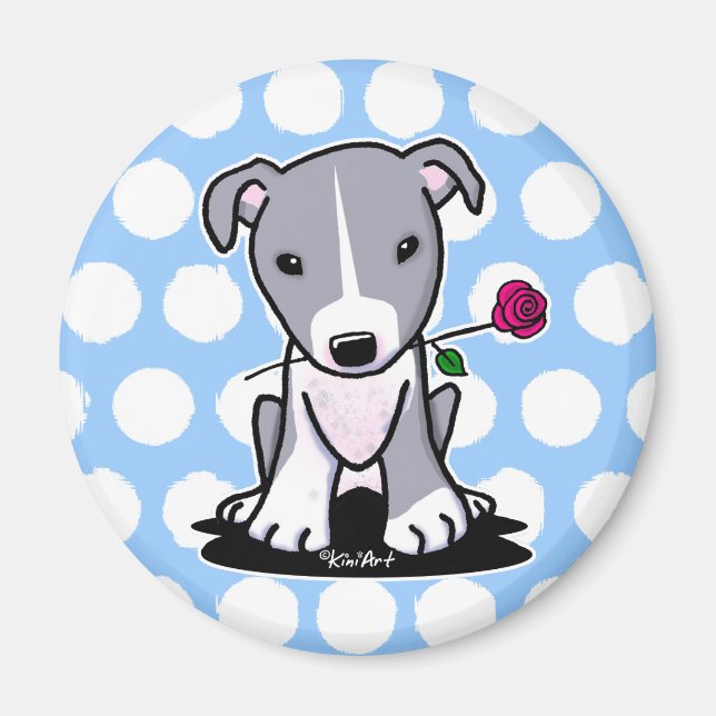 Pitbull With Flower Magnet (Front)