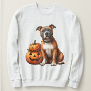 Pitbull with Halloween Pumpkins Sweatshirt