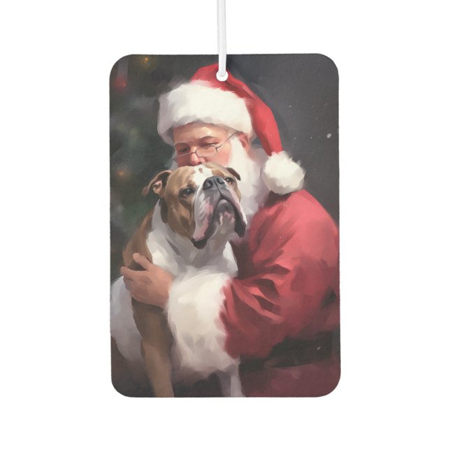 Pitbull With Santa Claus Festive Christmas Air Freshener (Front)