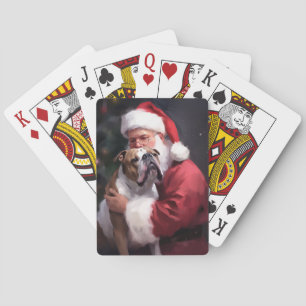 Pitbull With Santa Claus Festive Christmas Playing Cards