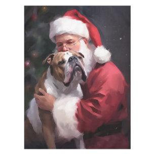 Pitbull With Santa Claus Festive Christmas Tablecloth