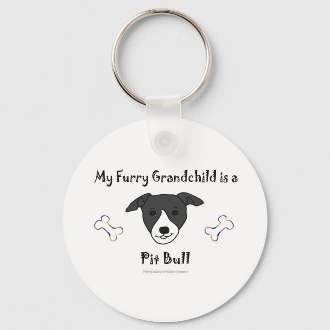 PitBullBLackWhite Keychain (Front)