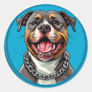 PitbullDog Lover Gift, Pet Owner Decor Classic Round Sticker