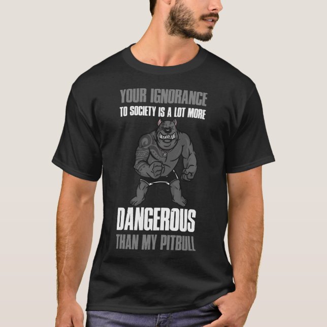 Pitbulls And Tattoos Funny Pitbull T-Shirt (Front)