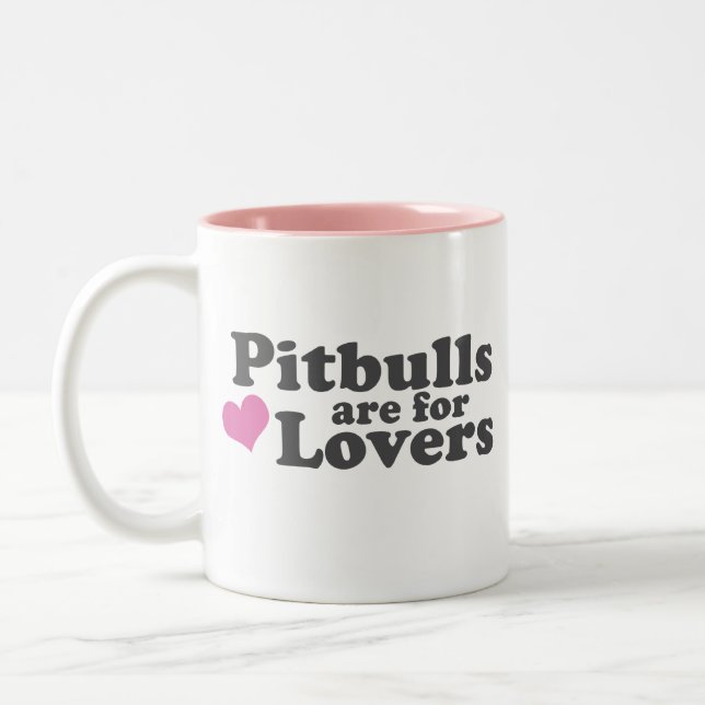 Pitbulls are for Lovers Two-Tone Coffee Mug (Left)