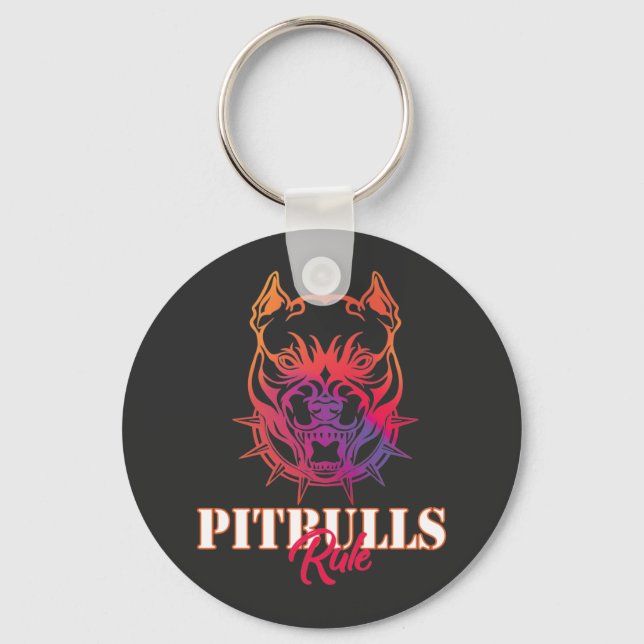 Pitbulls Rule  Keychain (Front)
