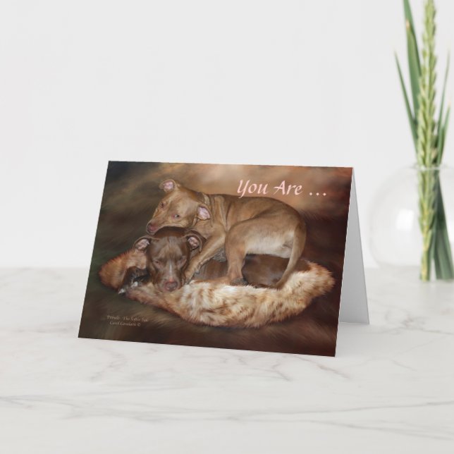 Pitbulls-Softer Side Valentine's Day ArtCard Holiday Card (Front)