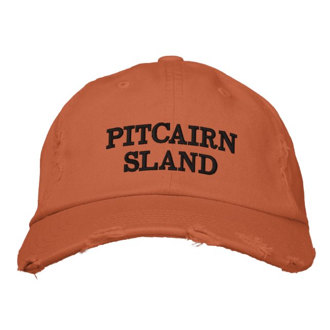 Pitcairn Island Orange Distressed Hat (Front)