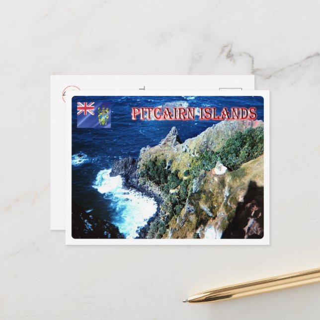 Pitcairn Islands - Aerial View - Postcard (Front/Back In Situ)