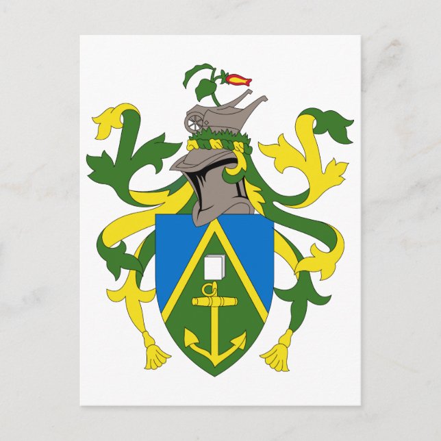 Pitcairn Islands Official Coat Of Arms Heraldry Postcard (Front)