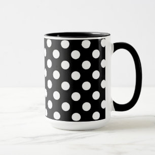 Pitch Black And Big White Polka Dots Mug