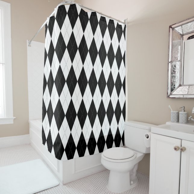 Pitch Black Argyle White Small Diamond Shape (In Situ)
