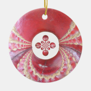Pitch Kaleidoscope: Cricket Balls The Game's Heart Ceramic Ornament