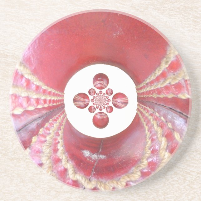 Pitch Kaleidoscope: Cricket Balls The Game's Heart Coaster (Front)