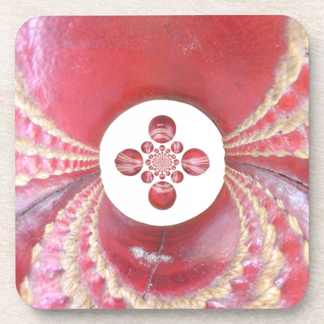 Pitch Kaleidoscope: Cricket Balls The Game's Heart Coaster (Front)