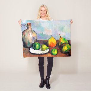 Pitcher and Fruit, Paul Cezanne Fleece Blanket