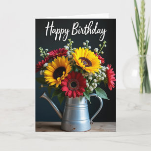 Pitcher Flowers Birthday Card