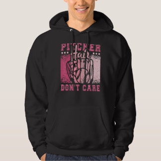 Pitcher Hair Don't Care Softball Girl Hoodie