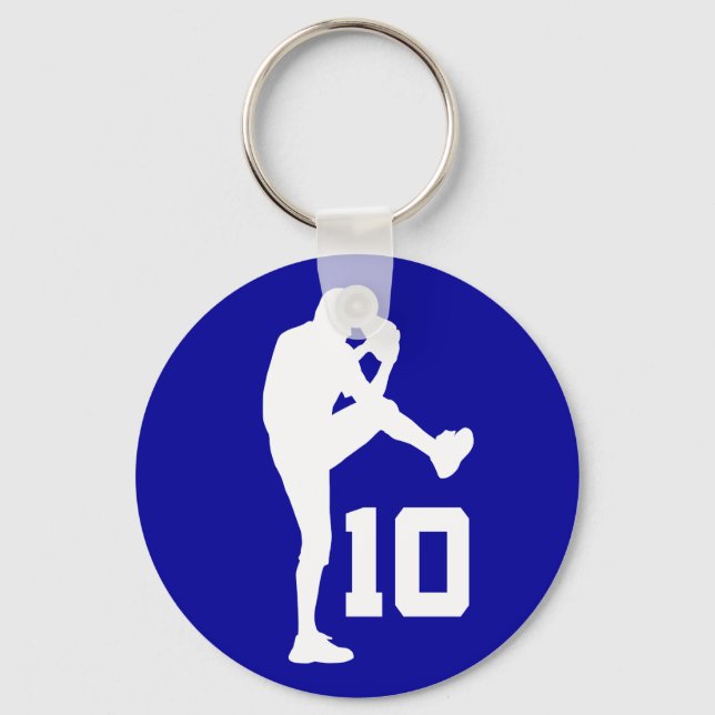 Pitcher Jersey Number 10 Baseball Sports Gift Keychain (Front)