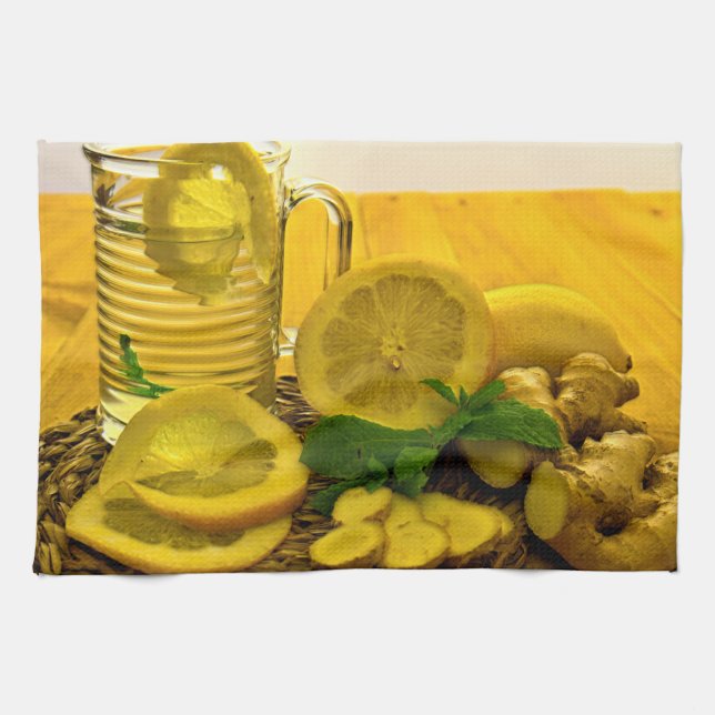 Pitcher of Lemon Tea Kitchen Towel (Horizontal)