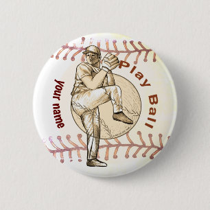 Pitcher Play Baseball 2 Inch Round Button