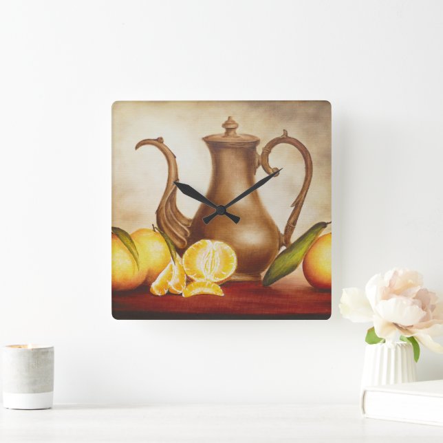 Pitcher with Oranges Square Wall Clock (Home)