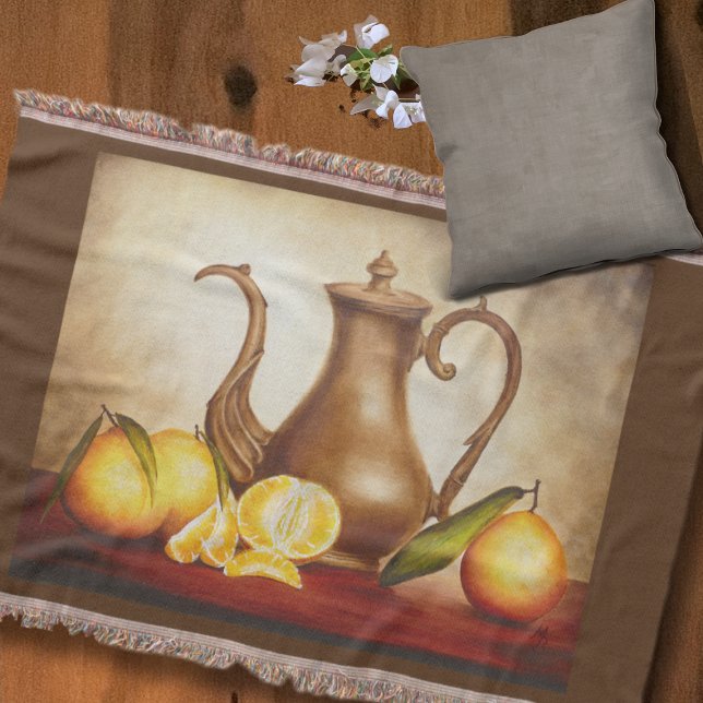 Pitcher with Oranges Throw Blanket (Creator Uploaded)