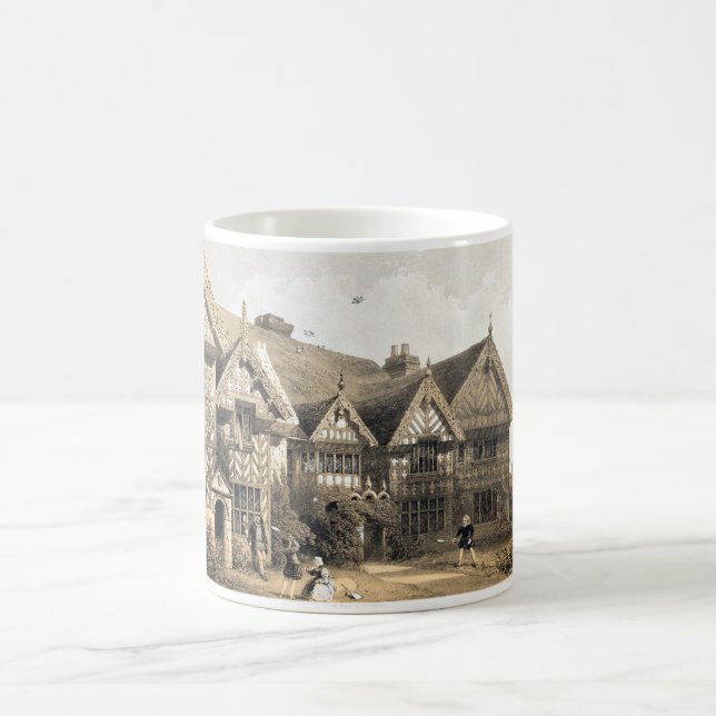 Pitchford Hall 16th Century White Coffee Mug (Center)