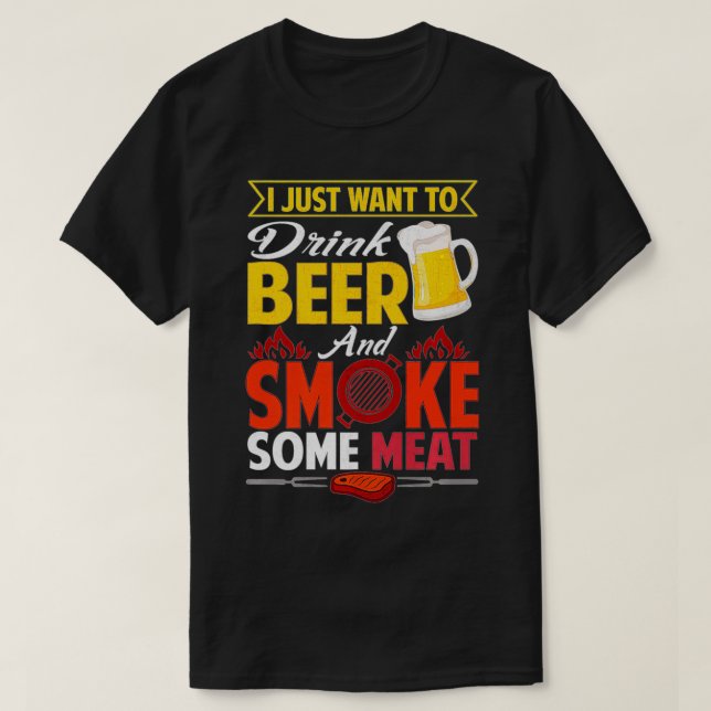 Pitmaster  Gift Tee Drink Beer Smoke Meat BBQ Smok (Design Front)