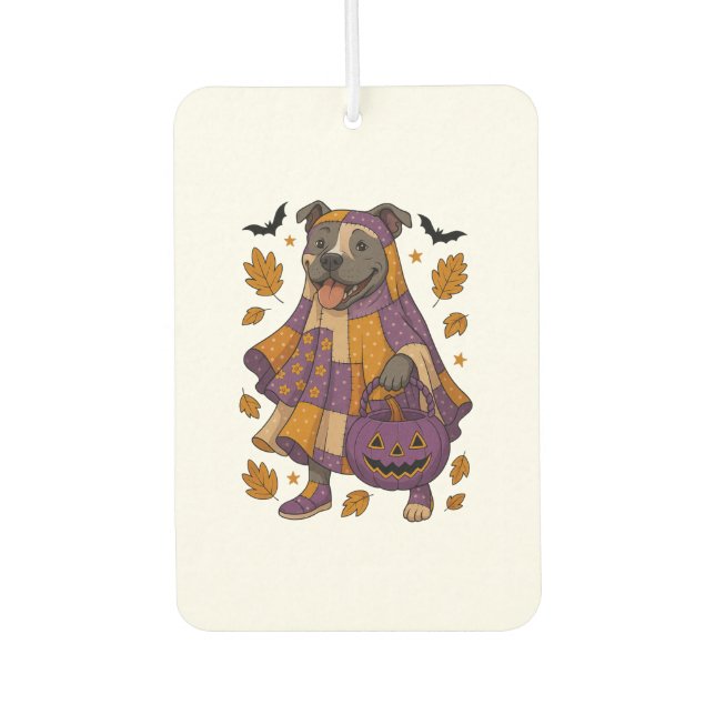 Pitpull Dog Ghost Halloween Air Freshener (Front)