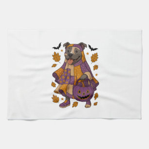 Pitpull Dog Ghost Halloween Kitchen Towel