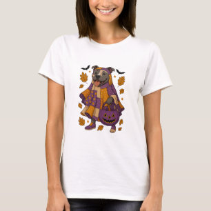 Pitpull Dog Ghost Halloween T-Shirt