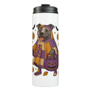 Pitpull Dog Ghost Halloween Thermal Tumbler