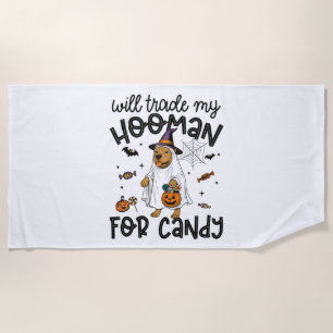 Pitpull Dog Halloween Ghost Spooky Beach Towel