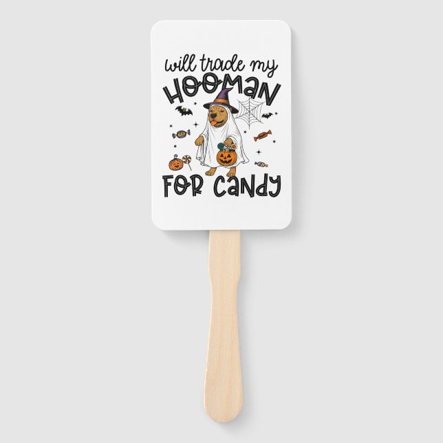 Pitpull Dog Halloween Ghost Spooky Hand Fan (Front)