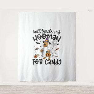 Pitpull Dog Halloween Ghost Spooky Tapestry
