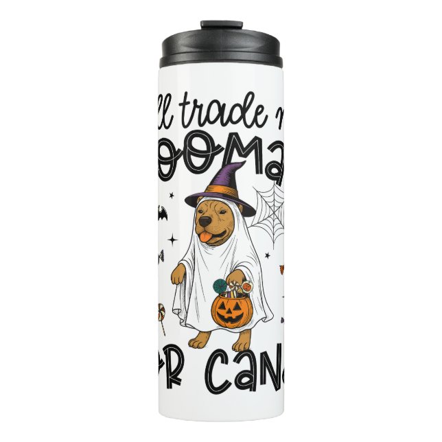 Pitpull Dog Halloween Ghost Spooky Thermal Tumbler (Front)