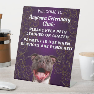 Pittbull Veterinarian Welcome Pedestal Sign